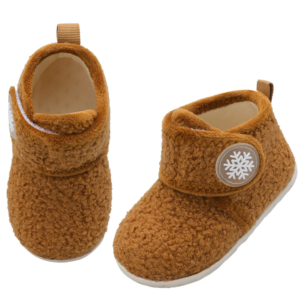 LeIsfIt Toddler Slippers Boys Girls Slippers Kids House Shoes Warm Lightweight Slipper Boots with Non-slip Sole Dark Brown 5.5-6 Toddler