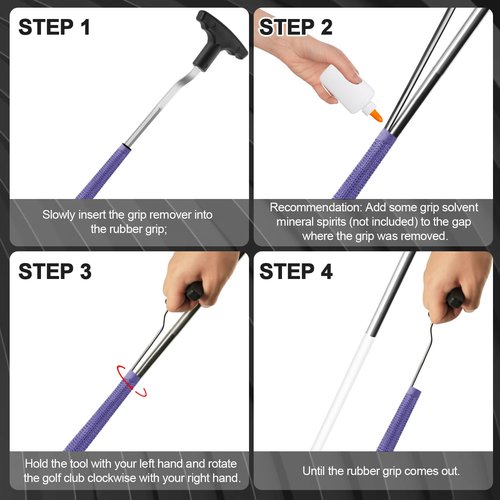 PEUTIER Golf Grip Removal Tool, 11" V-Groove Grip Remover Saver for Standard Length Swinging Grips, High-Carbon Steel Golf Club Grip Remover Tool Gripping Supplies Accessories for Grip Removal