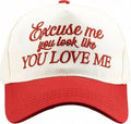 Two-Toned Excuse Me You Look Like You Love Me Dad Cap Embroidered Lettering Hat Baseball Hat for Ladies and Men,Red/Beige