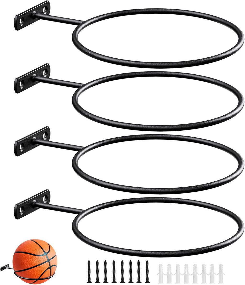 Skiennix Mounted Ball Rack - Universal Metal Holder for Basketball, Football, Volleyball | Space-Saving Design