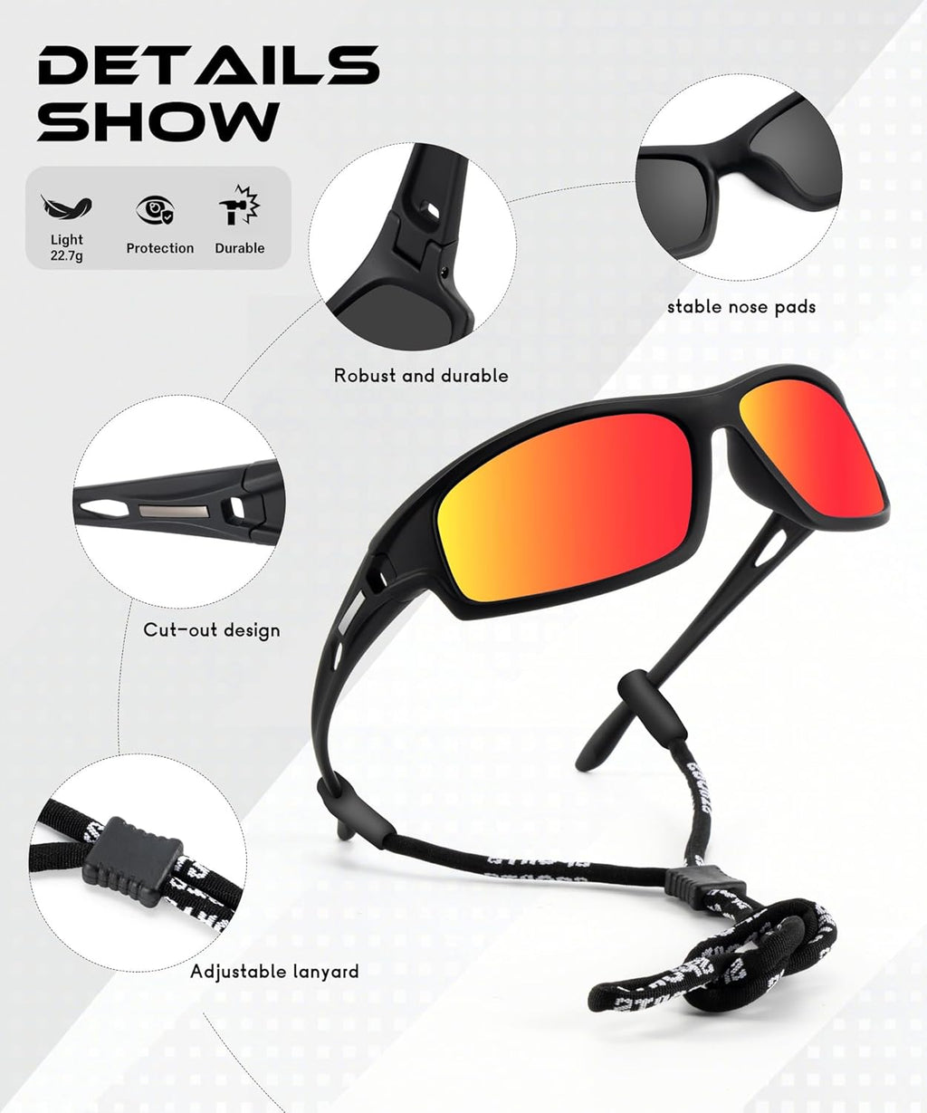 Polarized Sunglasses | UV400 Protection for Men & Women - Ideal for Fishing, Running, Driving
