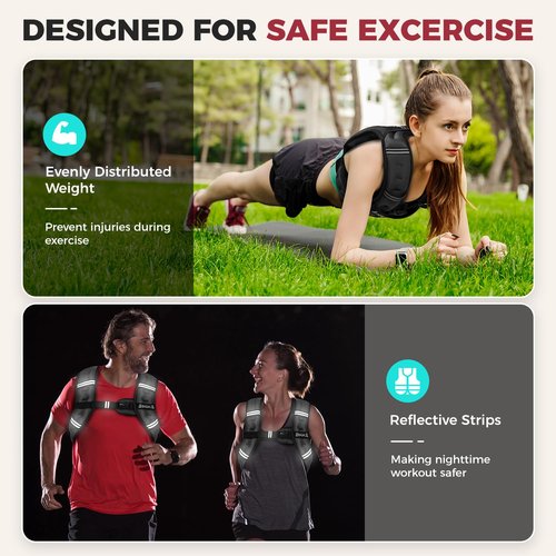 BAGAIL Comfort-Fit Weighted Vest for Woman, Even Weight Distribution, Faster Weight Loss, No-Chafe or Bounce for Walking & Running with Detachable Phone Pouch & Reflective Stripes (Available 5-30lbs)