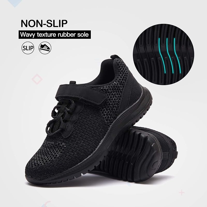 RUNSIDE Kids Lightweight Sneaker Shoes - A-Black+1 Big Kid Variation
