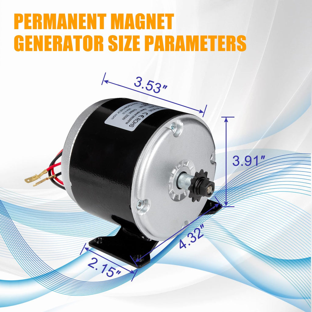 RANSOTO Electric Scooter Motor Compatible with E Scooter Drive Speed Control Razor E300 E300S E325 MX350 MX400 Wind Turbine PMA Brushed Permanent Magnet Alternator 24V 350W