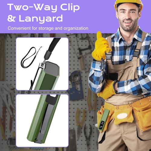 Acoszero EDC Flashlight 4 in 1 Pocket Magnetic Slim Flat Flashlight High Lumens Work Light with Green Beam & UV Light & Warning Light Combo EDC Rechargeable LT-010 (Green)