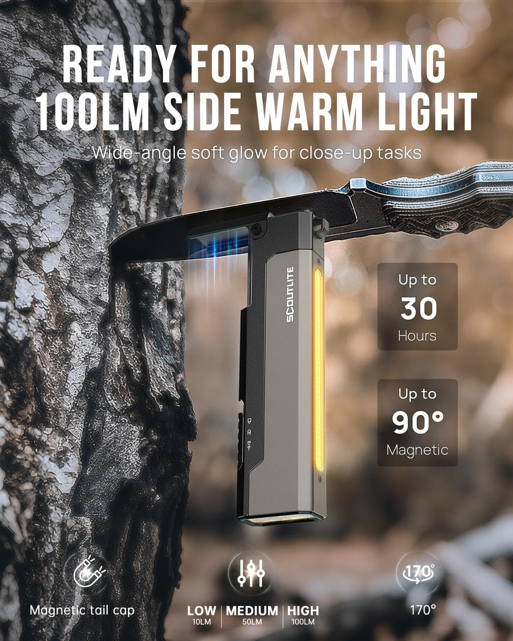 SCOUTLITE Vario GB 2000 EDC Flashlight - 2000 Lumens Green Beam & LED Combo | Compact Magnetic Pocket Light (Black)