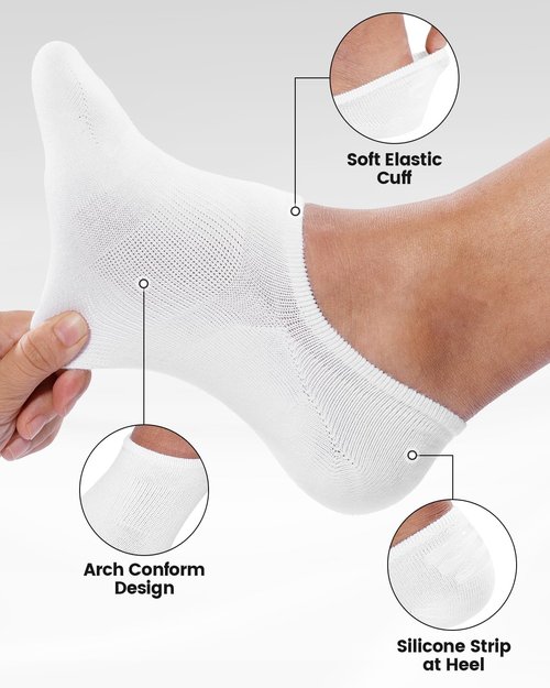 IDEGG No Show Socks for Men - Low Cut Ankle Athletic Socks with Non-Slip Grip | Comfortable Fit