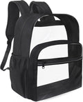 Skiennix Clear Backpack - Heavy Duty Transparent Bookbag for School | 18-Inch Black PVC Design