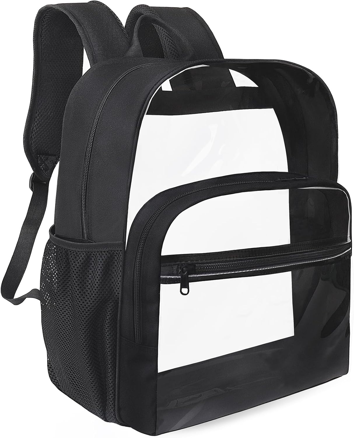 Skiennix Clear Backpack - Heavy Duty Transparent Bookbag for School | 18-Inch Black PVC Design