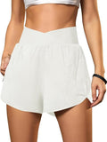 Blooming Jelly Women's High Waisted Workout Shorts - Athletic Running Design with Zipper Pockets