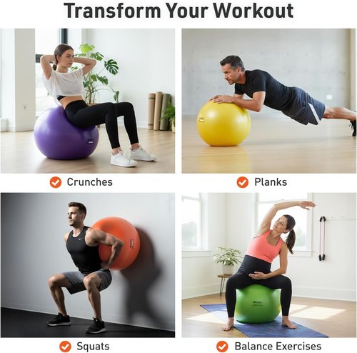 Body Sport Exercise Ball - Stability & Balance Training with Pump | Ideal for Home & Gym Use