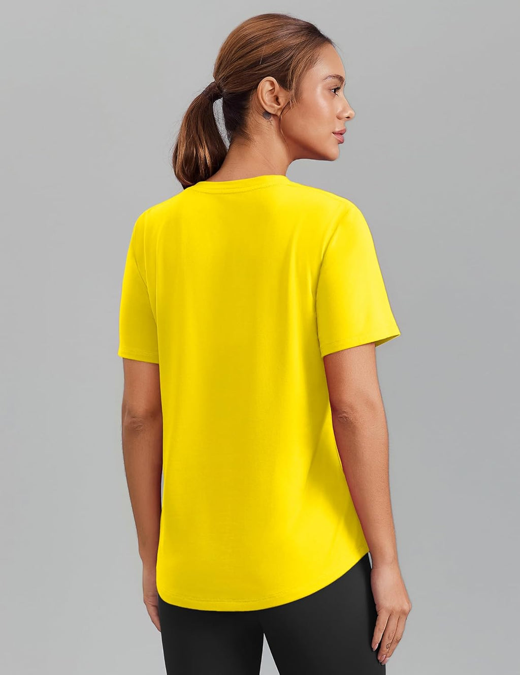 PINSPARK Women's Hiking Shirt - Short Sleeve V-Neck with UPF 50 Sun Protection | Moisture-Wicking, Quick Dry, Yellow, X-Large