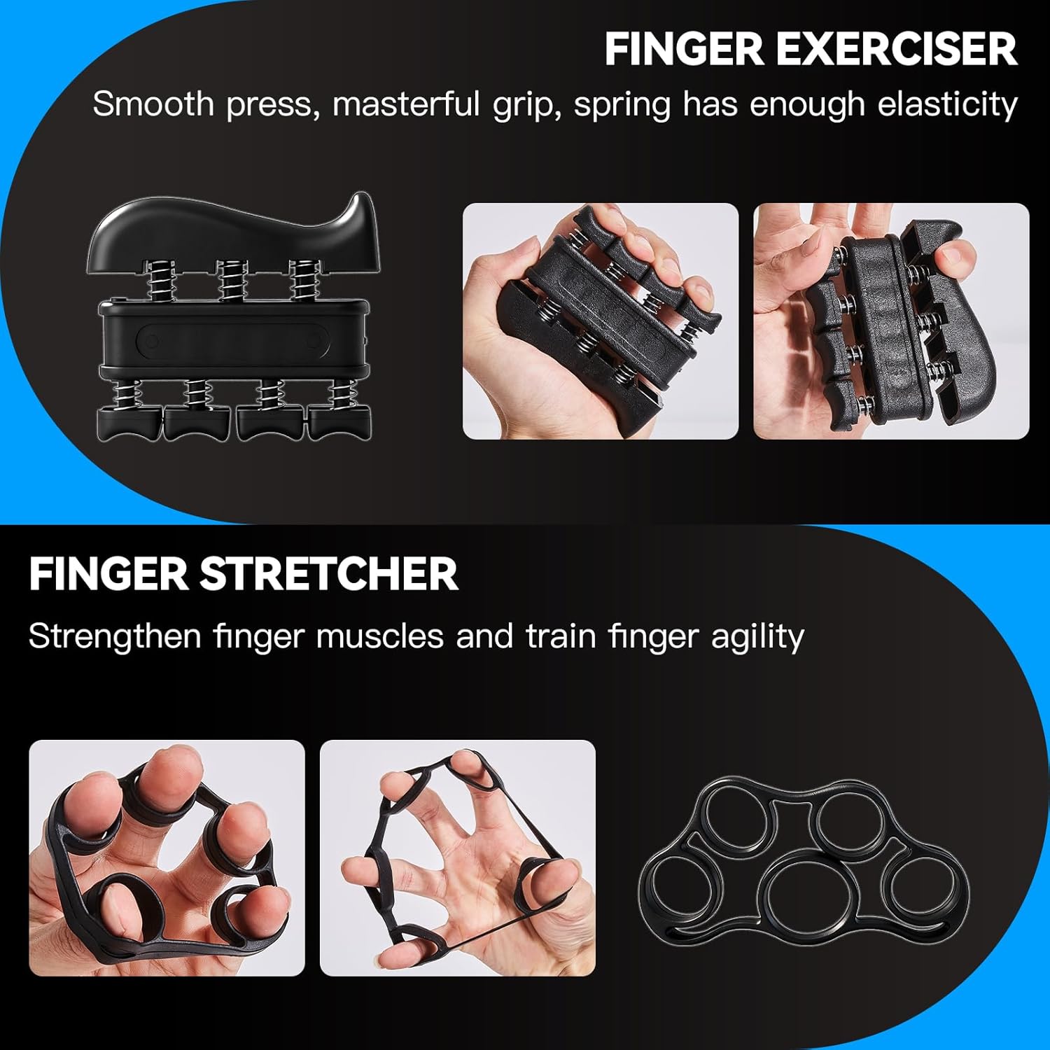 Skiennix Grip Strength Trainer Kit - 7PCS Adjustable Forearm Grips & Finger Stretchers | Hand Exercise Tools