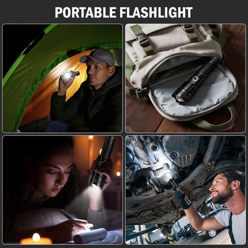 Lylting Rechargeable Flashlights High Lumens, 4 Pack 99,000 Lumens Led Flashlights with 5000ɱAh Βattery, Waterproof Powerful Flash Light Multifunctional Flashlights for Home Camping Hiking