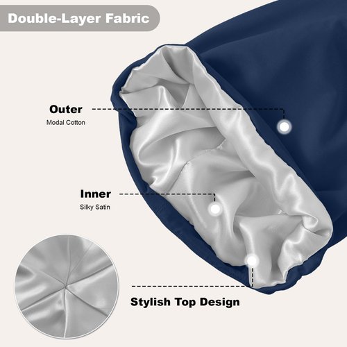 4Pcs Silk Satin Lined Sleep Cap Bonnets for Women Men, Adjustable Satin Bonnet for Sleeping Hair Wrap Slouchy Beanie Hat for Curly Hair and Braids