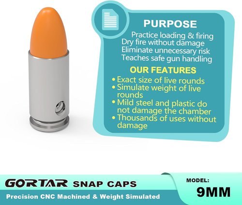 GORTAR Snap Caps Training Dummy Rounds Practice Safe Loading Firing Close to Real Weight