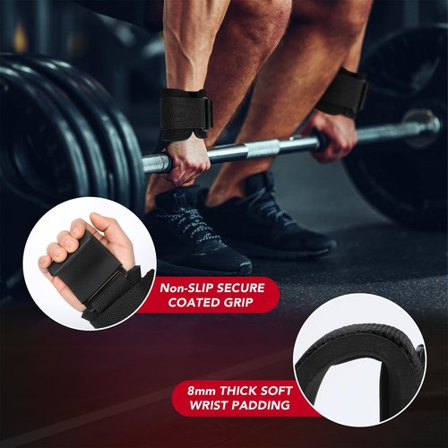 2 Pcs Weight Lifting Hooks - Upgraded Heavy Duty Lifting Wrist Straps for Deadlift, Powerlift, Pull up bar, Liftups, Shrugs, Alternative in Fitness Gym Power Training, Not Scalable Hook
