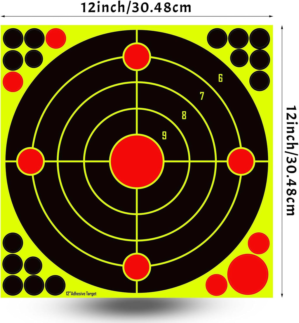 Skiennix Splatter Adhesive Shooting Targets - Reactive Yellow Effect | 12x12 Inch, 10/25/50 Pack