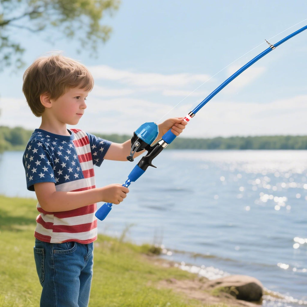 Skiennix Kids Fishing Pole - Portable Telescopic Rod & Reel Combo with Tackle Box & Net | Ideal for Boys & Girls