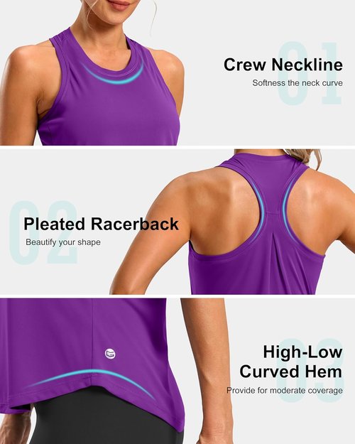G Gradual Women's Racerback Yoga Tank Top - Loose Fit Athletic Shirt for Running & Gym Activities