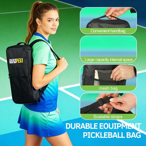 GUADPEXI USAPA Approved Pickleball Paddles Set of 2 - Premium Fiberglass Surface & Honeycomb Core for Power & Control - Lightweight Pickleball Set Includes 4 Balls, Carry Bag & Gift Box (Green)