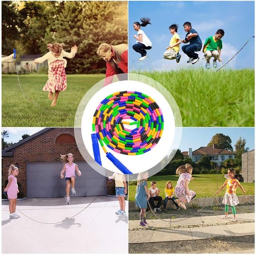 Long Double Dutch Jump Rope - 16 Ft | 2 Pack for Kids & Adults - Beaded Segmented Design