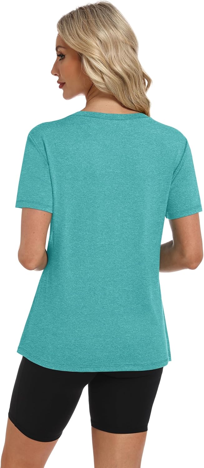 Skiennix Women's Short Sleeve Workout Tops - Summer Athletic Shirts for Yoga & Fitness | S-3XL