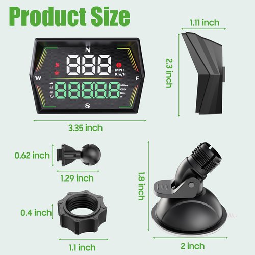 10L0L Golf Cart GPS Speedometer, HUD Digital Display with MPH/KMH, Compass Overspeed Alarm Fatigued Driving Alert, Auto Brightness, Plug & Play Universal for Yamaha, EZGO, Club Car & All Vehicle