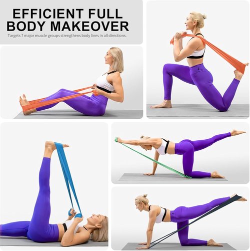 Azurelife Resistance Bands - Professional Non-Latex Elastic Stretch Bands for Yoga, Pilates & Rehab | Home & Gym Workouts