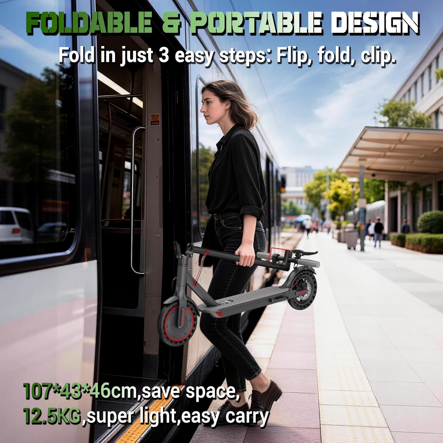 Roinside Electric Scooter - High-Speed Commuting Scooter with 350W/500W Motor | Solid Tires, Long-Range Up to 24 Miles
