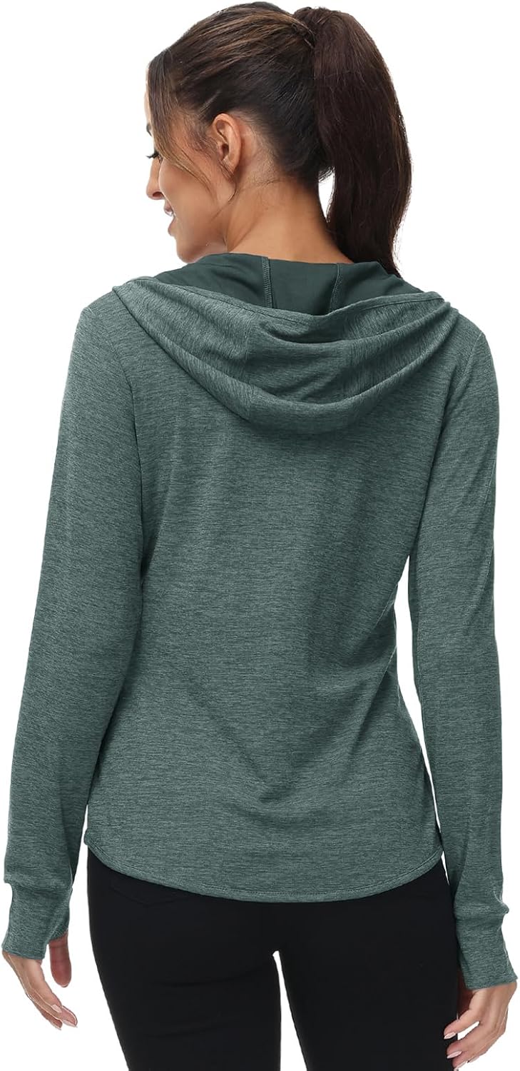 TBMPOY Women's UPF 50+ Sun Protection Hoodie - Lightweight Long Sleeve Jacket for Hiking & Outdoor Activities