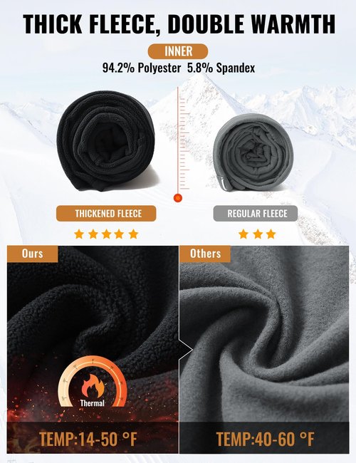 baleaf Women's Fleece Lined Pants Winter Warm Snow Flare Leggings Thick Cargo Bootcut Ski Thermal Insulated Waterproof Hiking Black L
