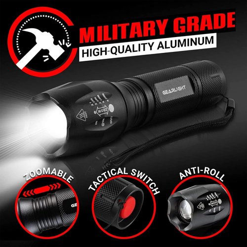 **Skiennix LED Flashlight - High Lumens Mini Tactical 2-Pack with 5 Zoomable Modes | Compact for Camping & Emergency**