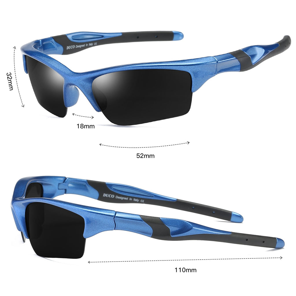 DUCO Little Kids Sunglasses Age 4-7 Unbreakable Polarized Cycling Glasses with Case & Strap K014