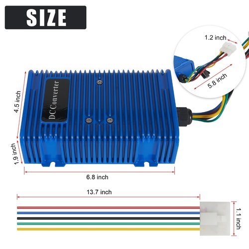 Universal 36/48V to 12V Golf Cart Voltage Reducer Regulator DC Buck Converter Step Down Transformer Compatible with E-Z-GO Yamaha Club Car 30A 350W