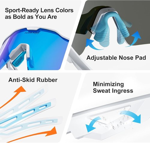 HAAYOT Polarized Sports Sunglasses - Versatile 5 Lenses for Men, Women & Youth | Ideal for Baseball, Cycling & Running