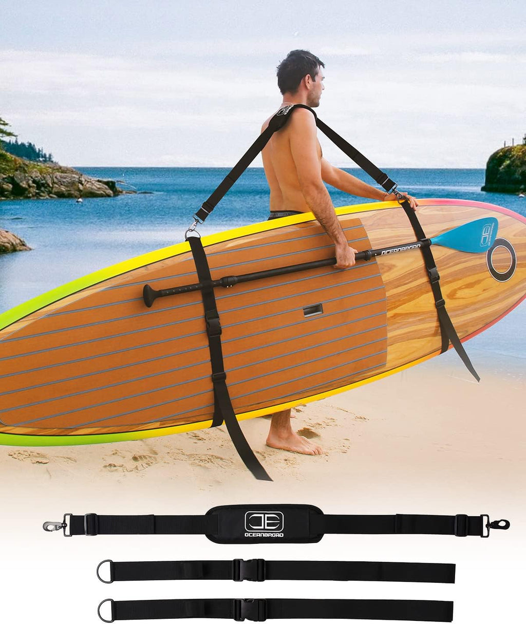 OCEANBROAD SUP Kayak Carry Strap - Adjustable Shoulder Strap with Clips for Paddle Boards & Canoes