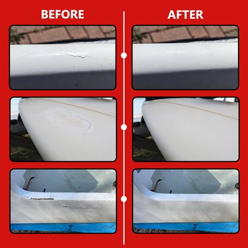 Marine Fiberglass Repair Kit, 100ml White Gel Coat Repair Kit for Repairing Cracks, Holes, Chip in Boat, Jet Ski, Yacht, Surfboard, Sturdy and Waterproof Fiberglass Filler for Tile, Acrylic, Ceramic