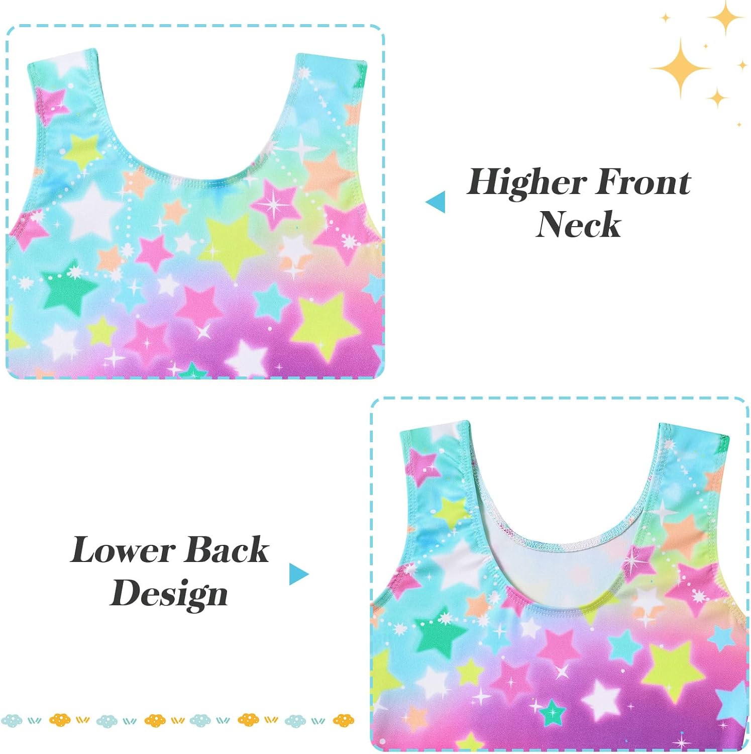 Skiennix Gymnastics Leotards for Girls - Mermaid & Leopard Design | 2-Pack Biketard with Shorts