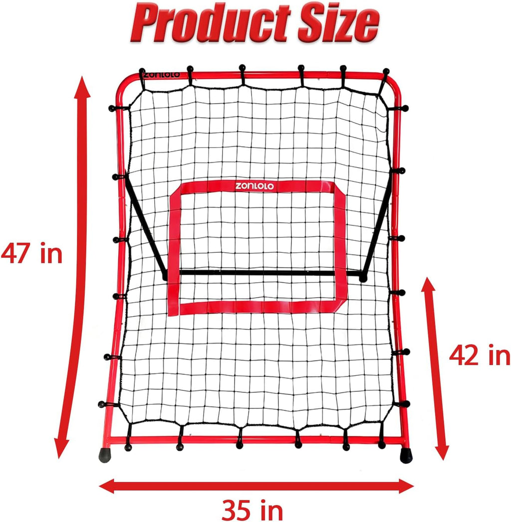 Zonlolo Baseball Pitchback Net - Adjustable Rebounder Trainer for Solo Practice | Three Angles