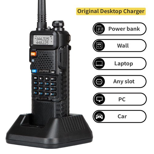 Baofeng UV-5R 8W Tidradio Wireless Programmer Baofeng Bluetooth Two Way Radio Battery and Earpiece for Hunting Survival Gear Battery and Earpiece for Hunting Survival Gear 3800mAh （2PC (Black)