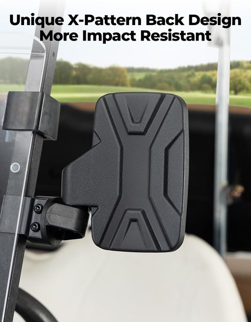 KEMIMOTO Golf Cart Side Mirrors, No Drilling Golf Cart Rear View Mirror, 180 Degree Rotation, Universal Fits 0.75-1.25 inch Square Tube, Compatible with EZGO, Club Car, Drive2