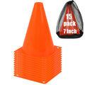 7 Inch Soccer Cones with Carry Bag,15 Pcs Sports Training Cones, Basketball Football Skating Drills Cones, Small Plastic Agility Marker Cone For Indoor and Outdoor Games,Orange Mini Traffic Cones