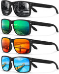 Lengnuantazhi 4 Pack Polarized Sunglasses for Men Women Sports Driving Fishing Glasses UV400 Protection, Black+red+blue+green