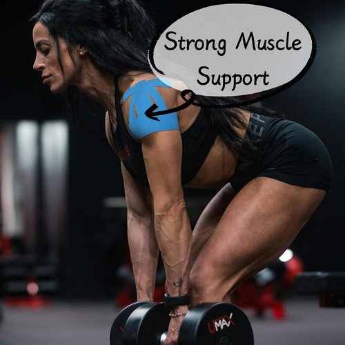 IEADEN Kinesiology Tape - 10 Pcs for Shoulder Support & Pain Relief | Waterproof, Elastic, Hypoallergenic, Blue