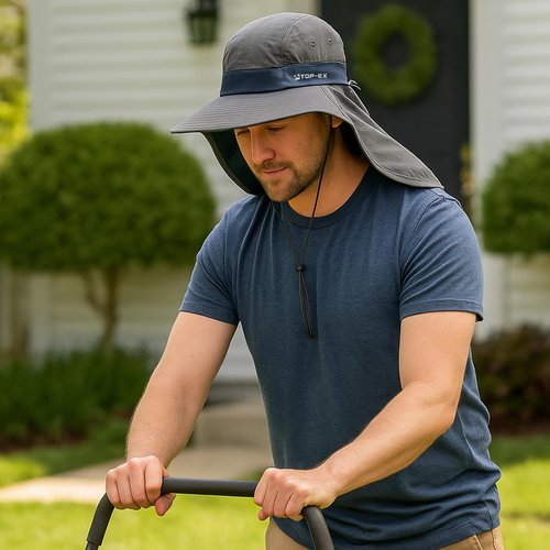 TOP-EX Cooling Sun Hat with Neck Flap Wide Brim UV Protection Hat for Men and Women Outdoor Hiking Fishing Gardening Camping Cap Breathable Summer Khaki M/L