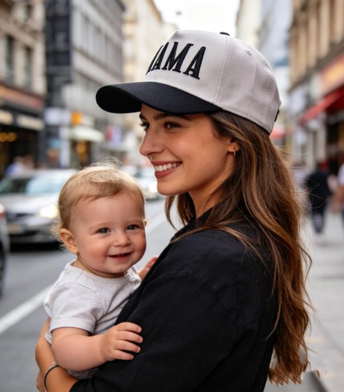 Bofemgt Mama and Mini Dad Hat- 3D Embroidered Adjustable Cotton Parent-Child Mom Baseball Caps Black