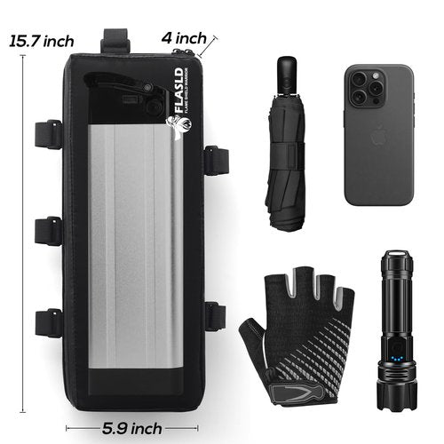 FLASLD Fireproof Electric Scooter Battery Hanging Bag, 16x6x4in Ebike Battery Bag, Electric Bike Bicycle Saddlebag