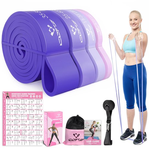 Pull Up Resistance Bands for Women, Thicken Dark Purple Pull Up Assistance Exercise Bands with Training Poster, Resistance Bands for Working Out, Stretching and Physical Therapy(Home Gym)