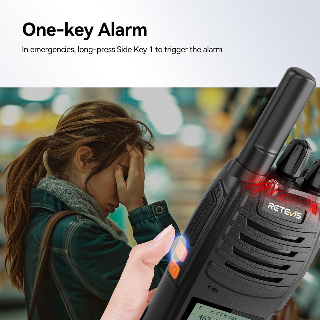 Retevis H777D 2 Way Radio with LCD Display, 2 Pcs, NOAA, USB-C Charging, VOX, Handheld Rechargeable Walkie Talkies, Durable Two Way Radios Long Range for Hunting Camping Off-Road